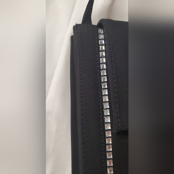 NWT STUART WEITZMAN-Small-black Fabric bag -magnetic snap crossbody evening bag - Picture 7 of 13